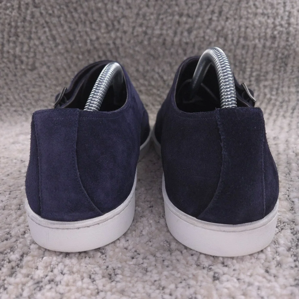 To Boot New York Sneakers Men Size 8.5 Suede Double Monk Strap Navy Blue Buckle